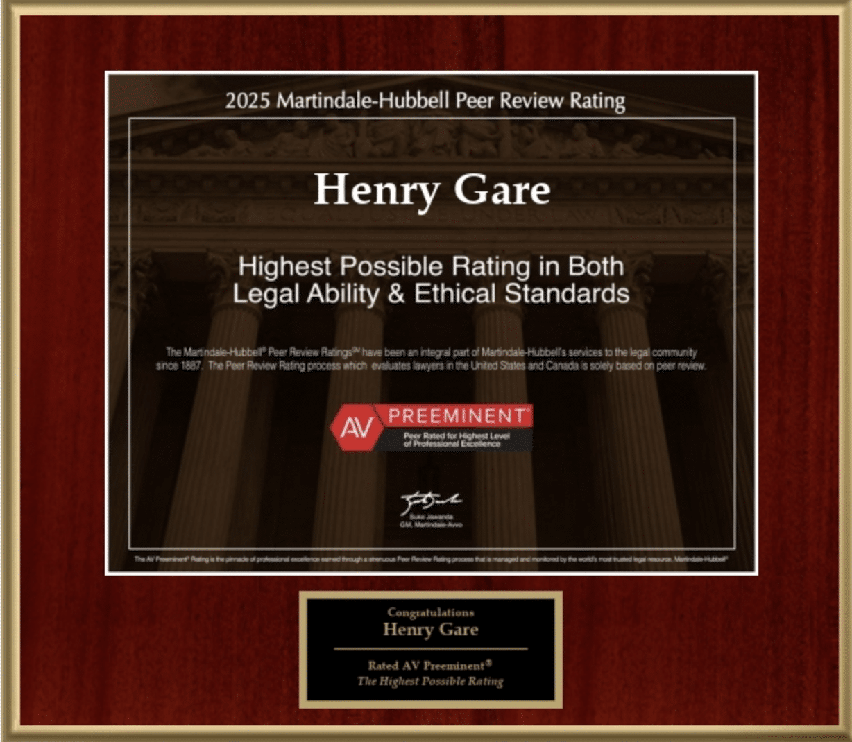 2025 Martindale-Hubbell Peer Review Rating 2025 Martindale-Hubbell Peer Review Rating